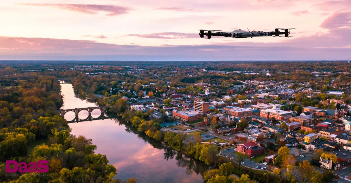 zena drone flying over a city - city inspection