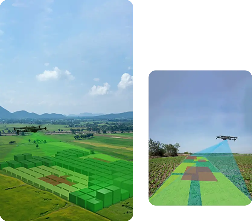 Drone sensing offers aerial farmland views with multispectral mapping for terrain monitoring